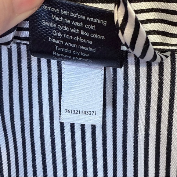 Apt. 9 | Striped Satin Lace Cuffs Open Front Belted Mini Robe - Picture 14 of 16